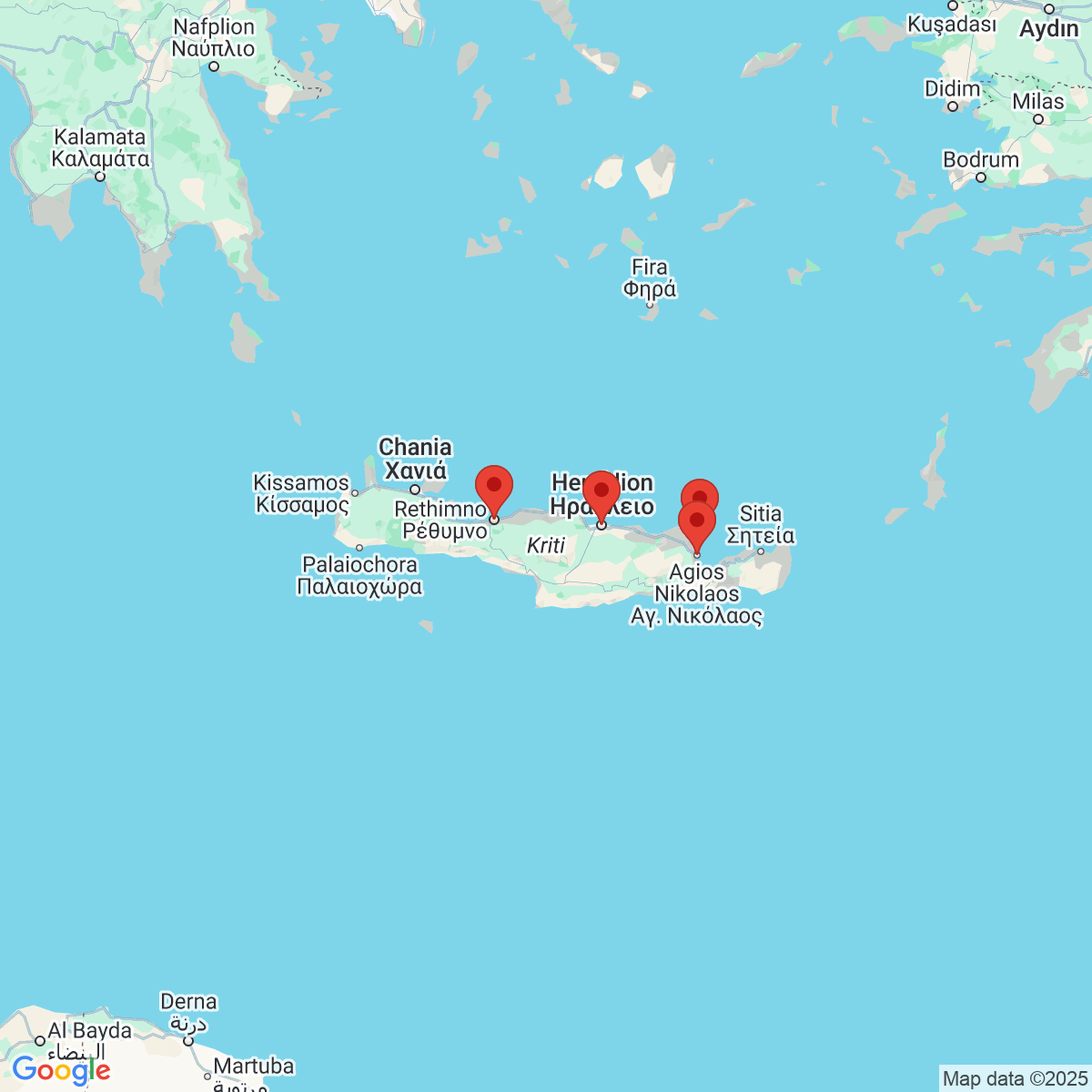 Carte du voyage CRETE