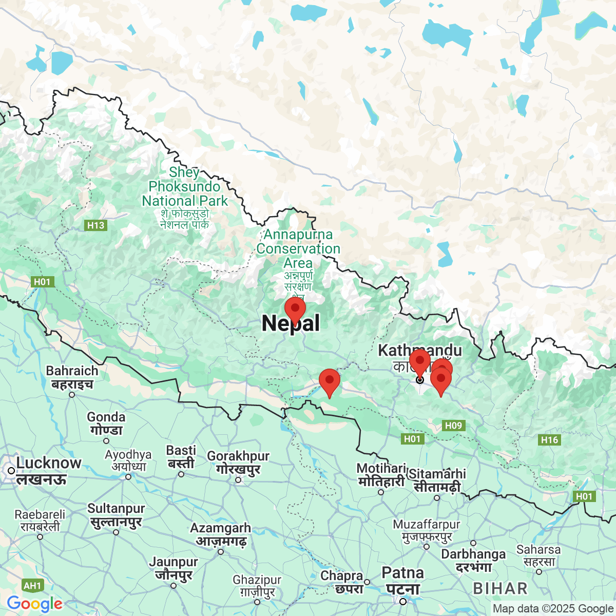 Carte du voyage NEPAL