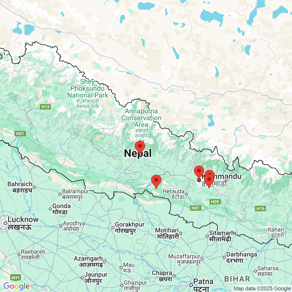 Carte du voyage NEPAL