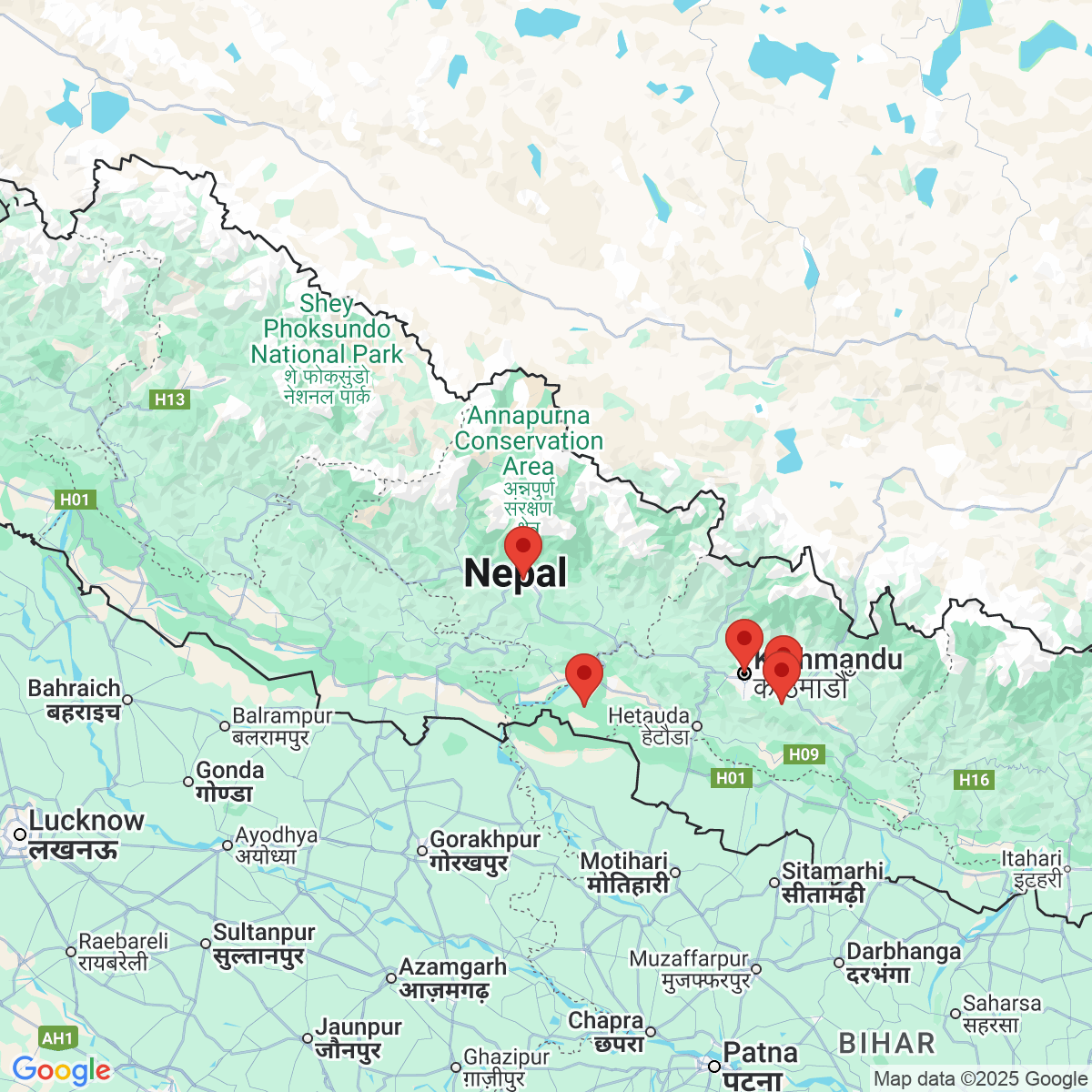 Carte du voyage NEPAL