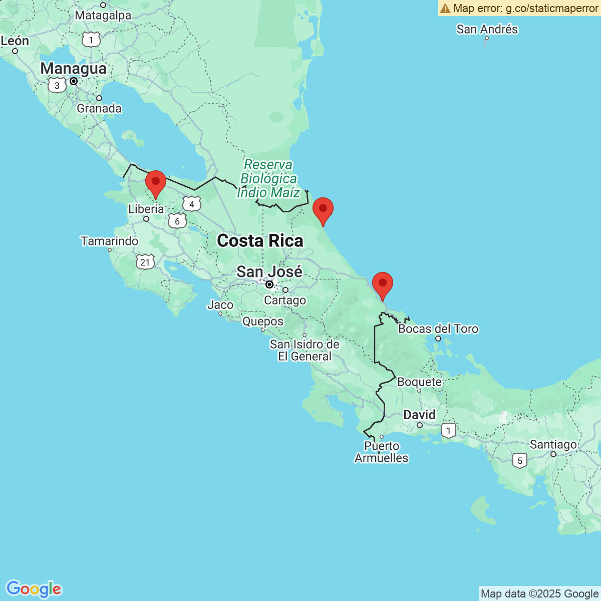 Carte du voyage COSTA RICA