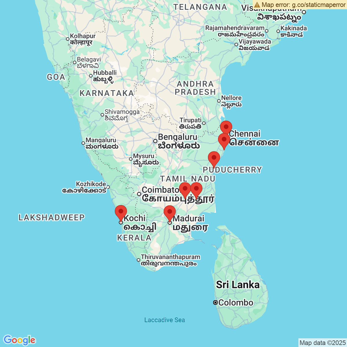 Carte du voyage INDE DU SUD