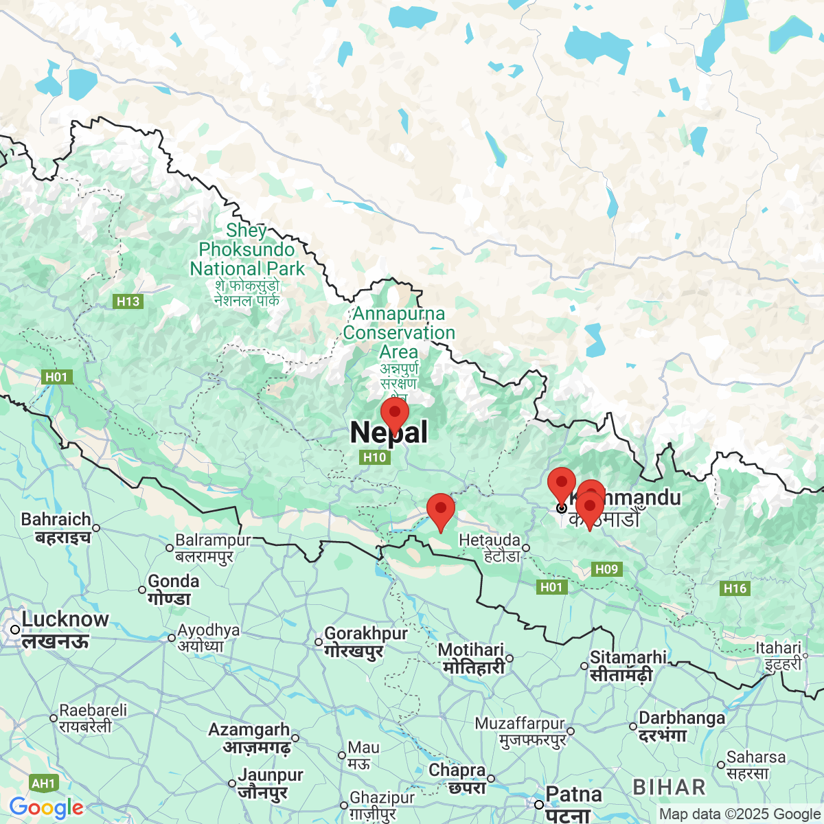 Carte du voyage NEPAL
