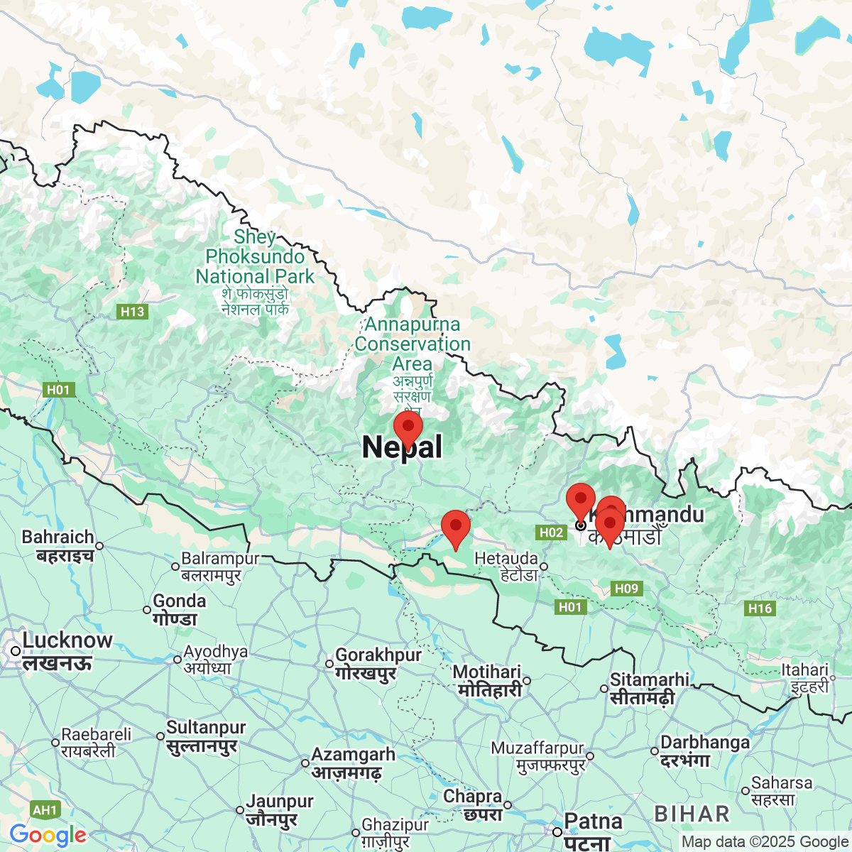 Carte du voyage NEPAL