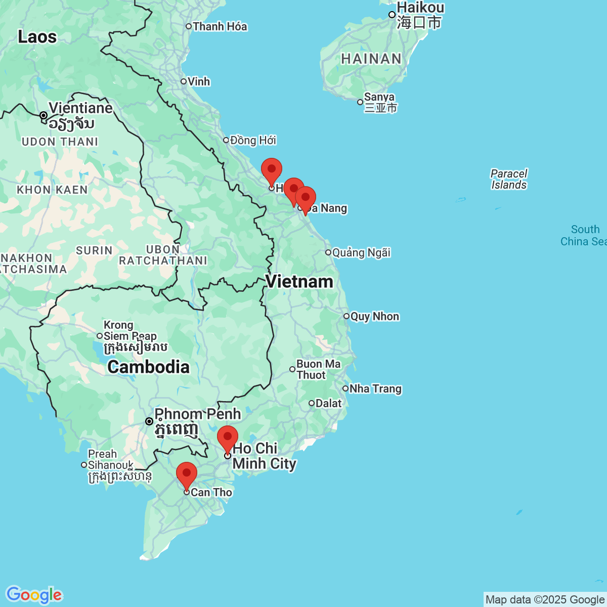 Carte du voyage VIETNAM