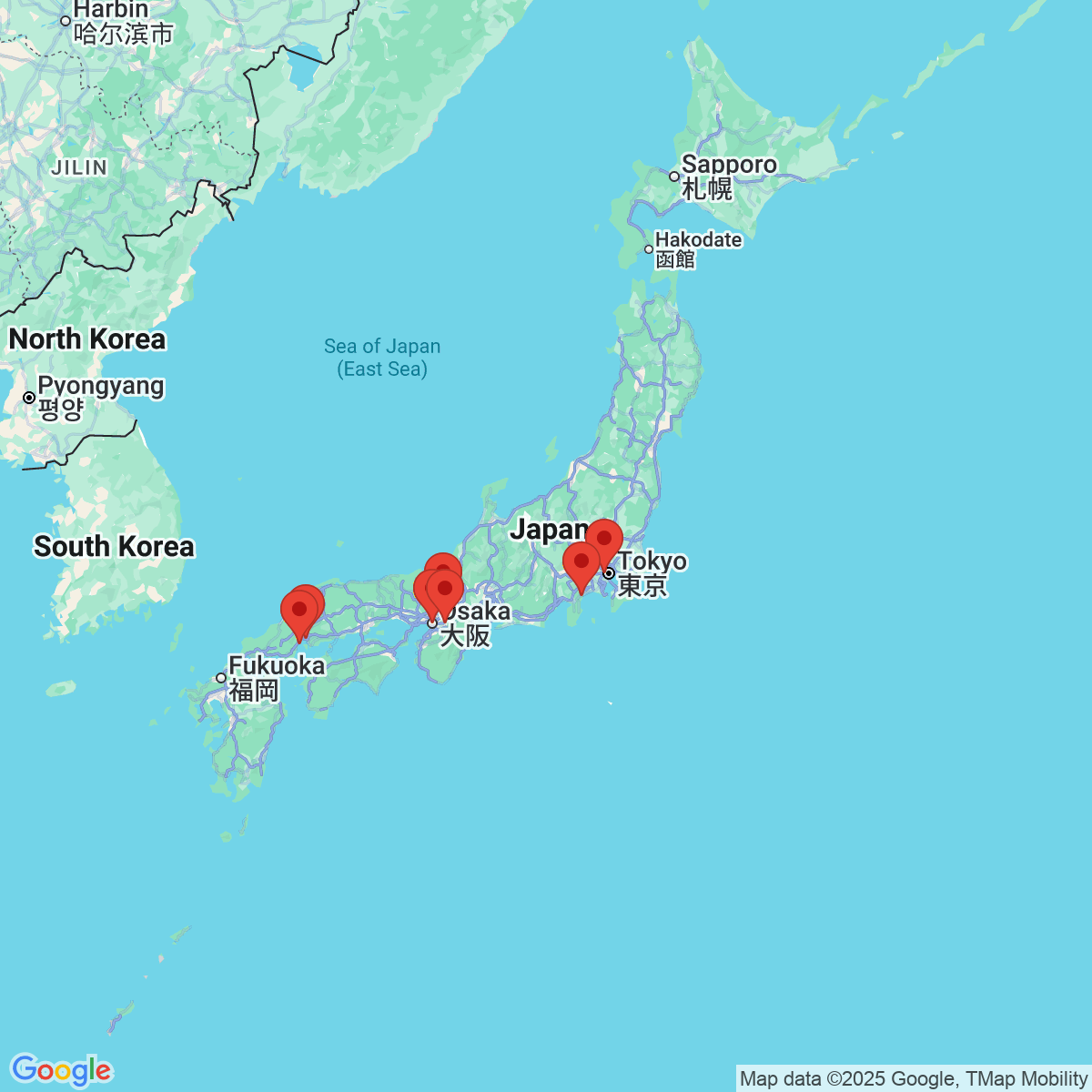 Carte du voyage JAPON