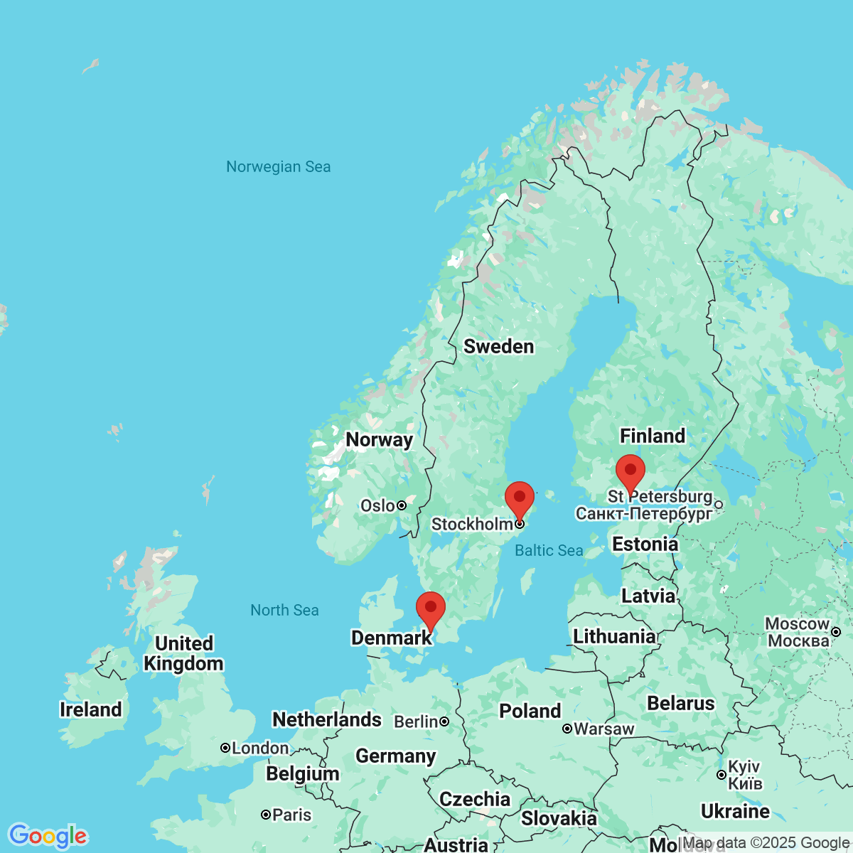 Carte du voyage COPHENHAGUE, STOCKHOLM & HELSINKI