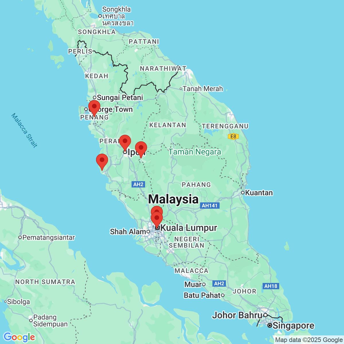 Carte du voyage MALAISIE