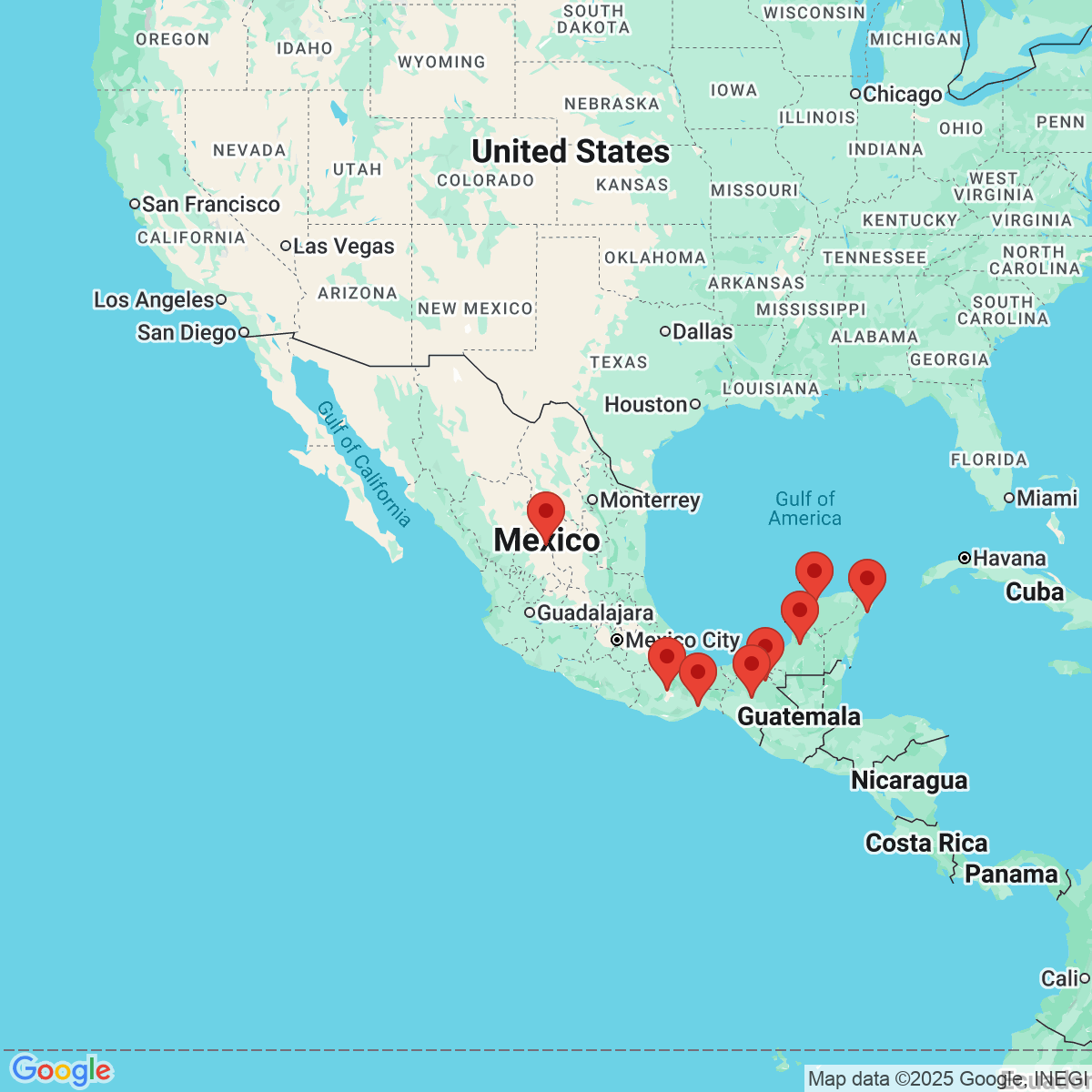 Carte du voyage MEXIQUE