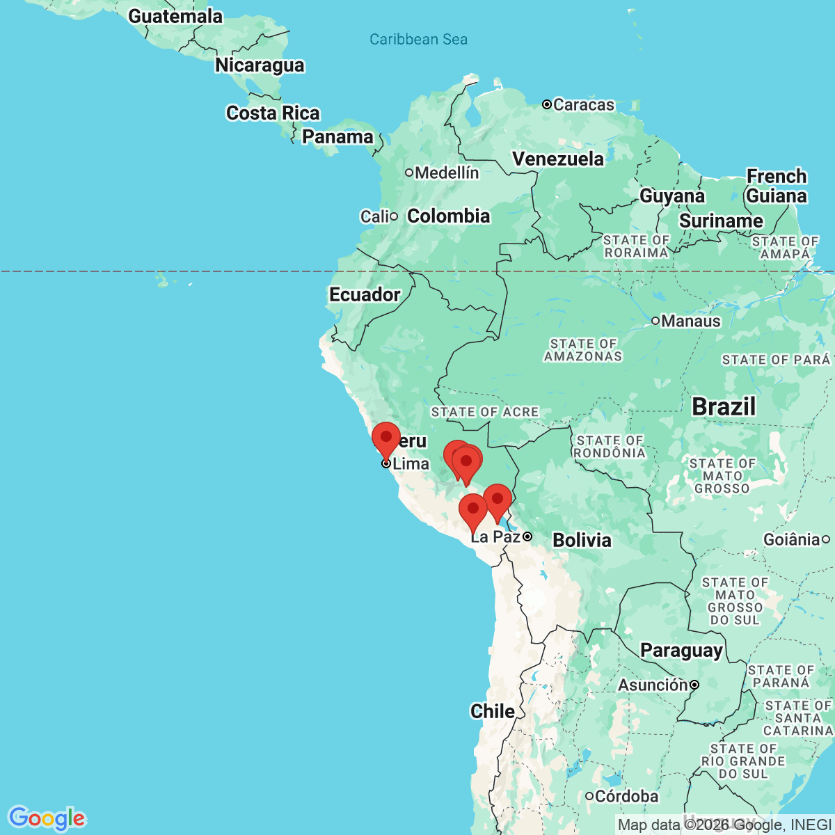 Carte du voyage PEROU