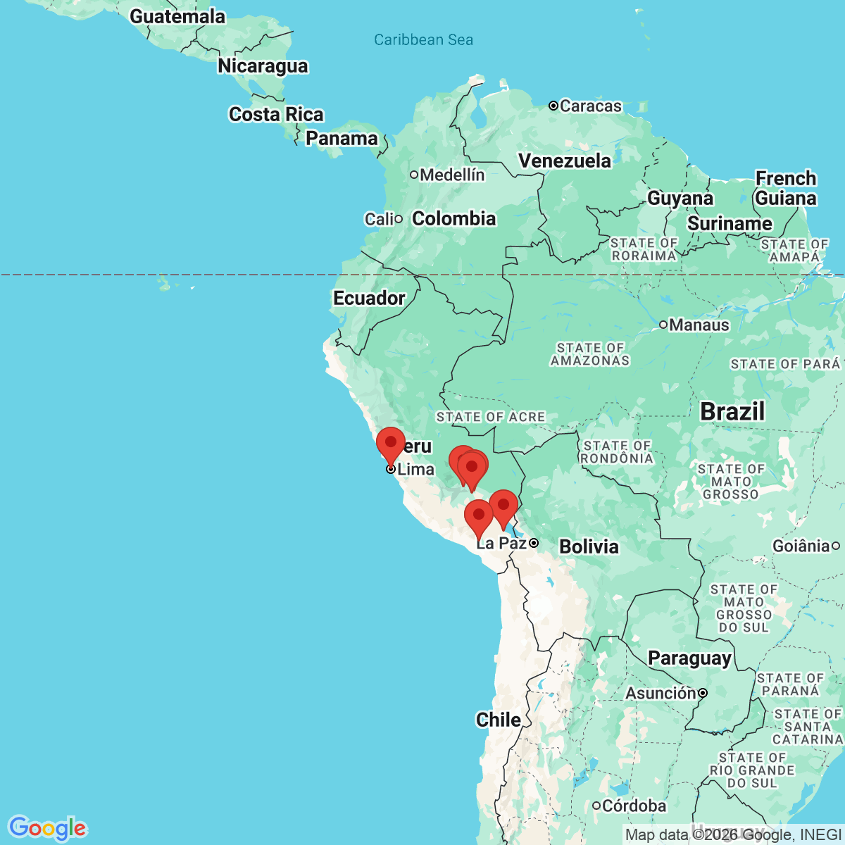Carte du voyage PEROU