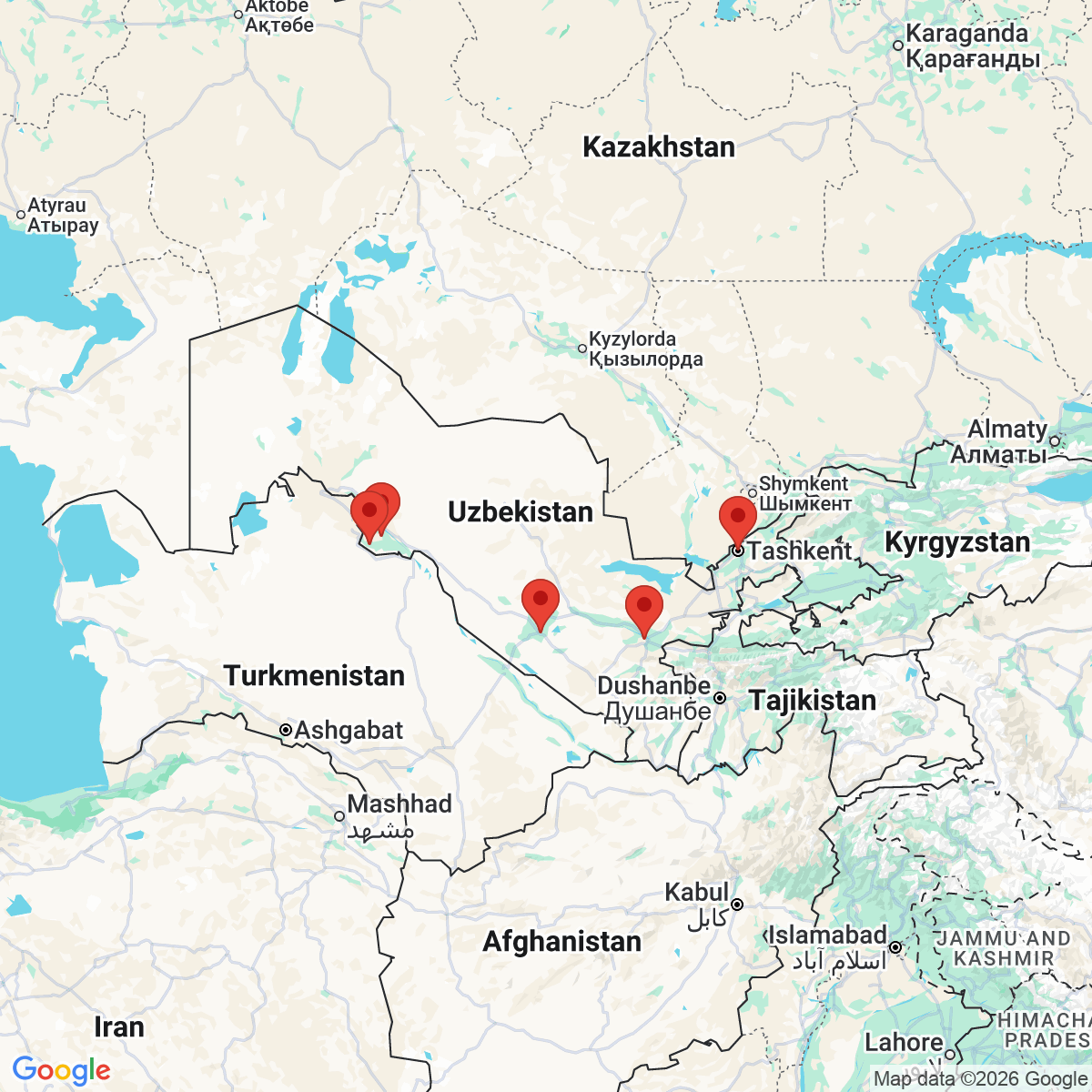 Carte du voyage OUZBEKISTAN