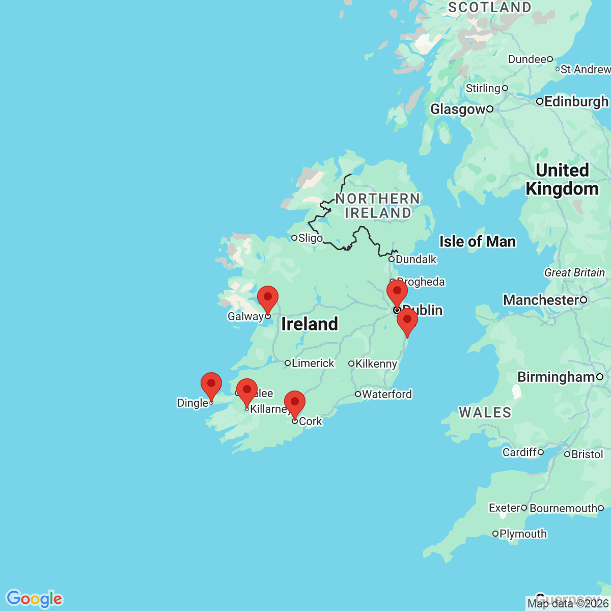 Carte du voyage IRLANDE