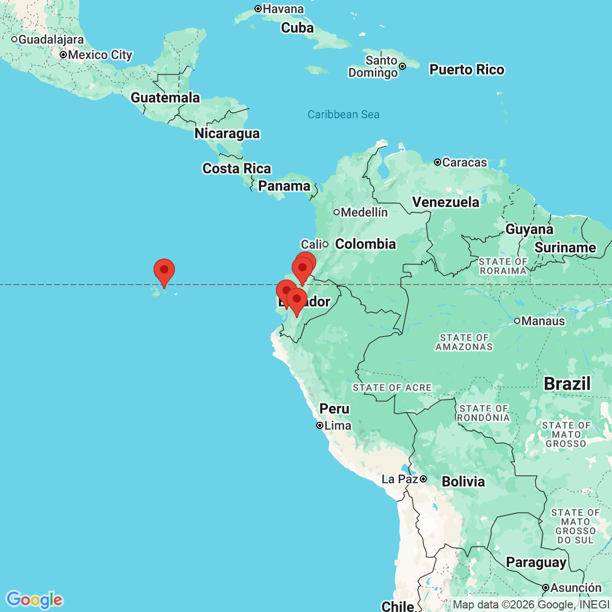 Carte du voyage EQUATEUR & GALAPAGOS