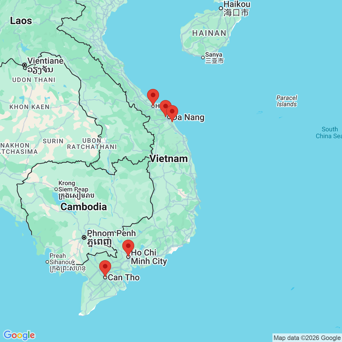 Carte du voyage VIETNAM