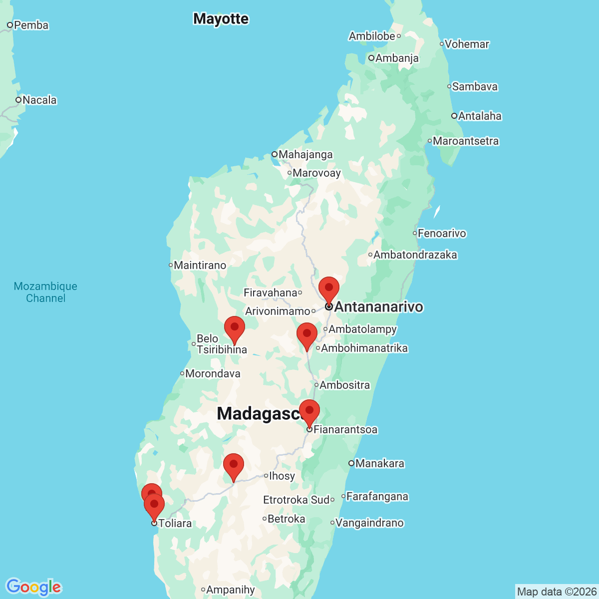 Carte du voyage MADAGASCAR