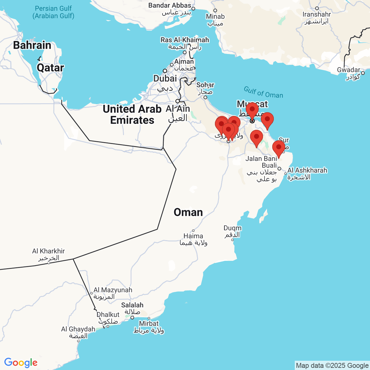 Carte du voyage OMAN