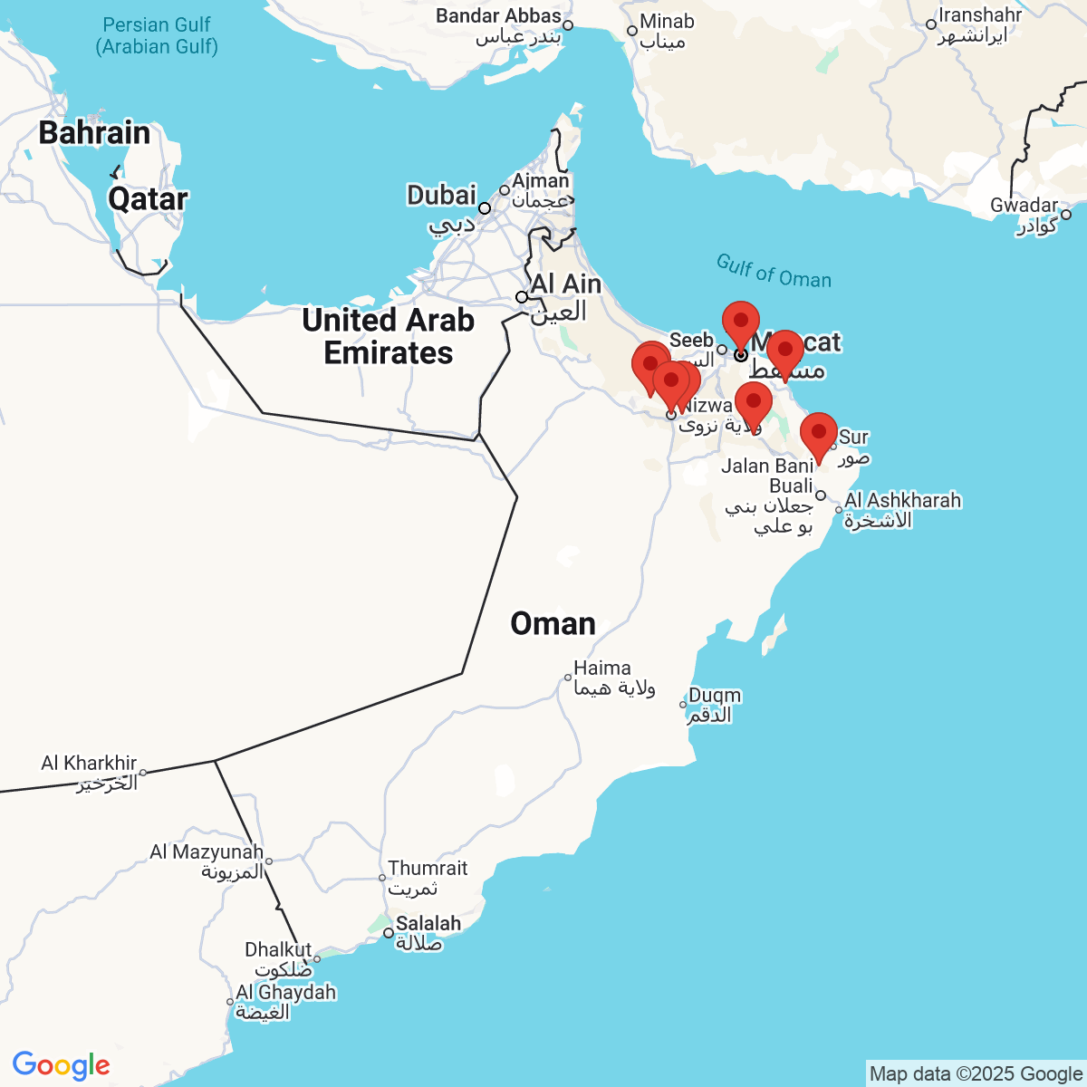 Carte du voyage OMAN