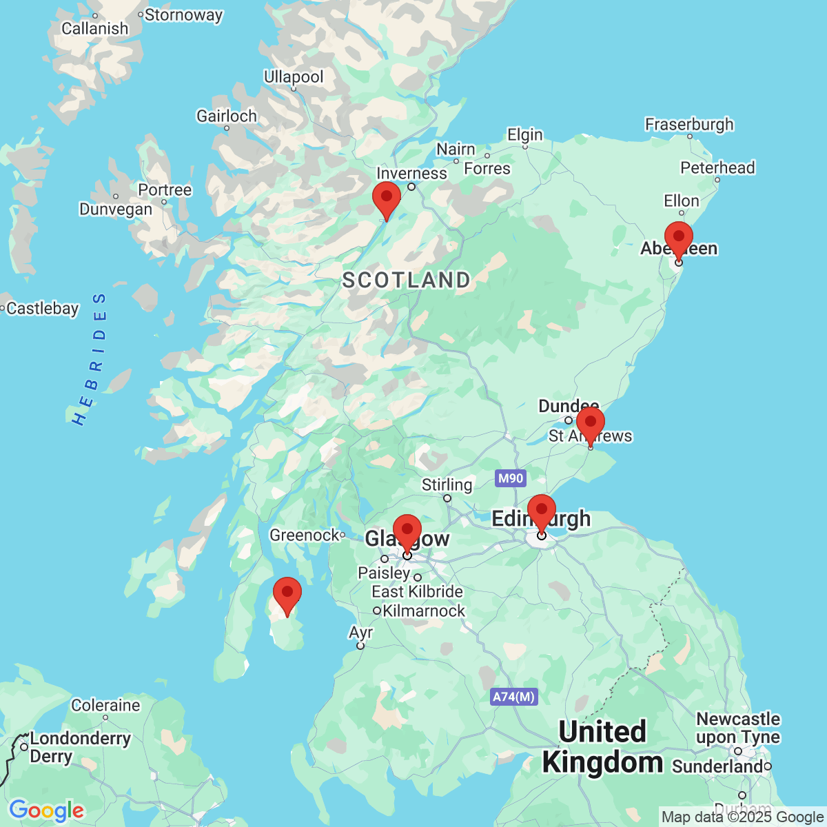 Carte du voyage ECOSSE